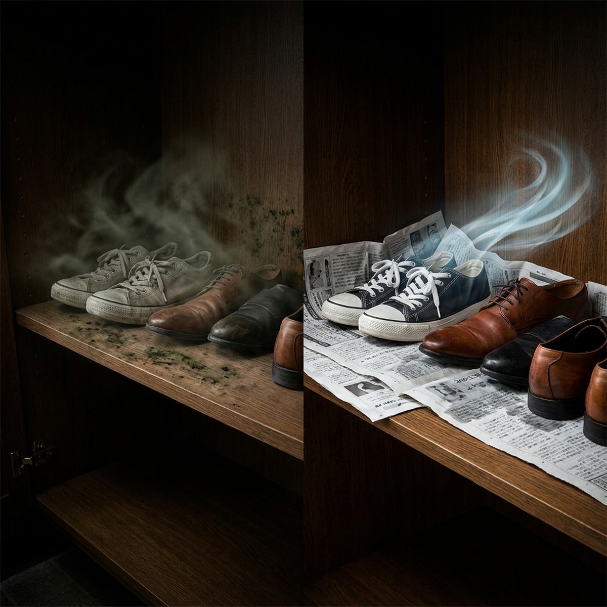 下駄箱に新聞紙を敷く効果: カビと悪臭を同時に防ぐ科学的な理由