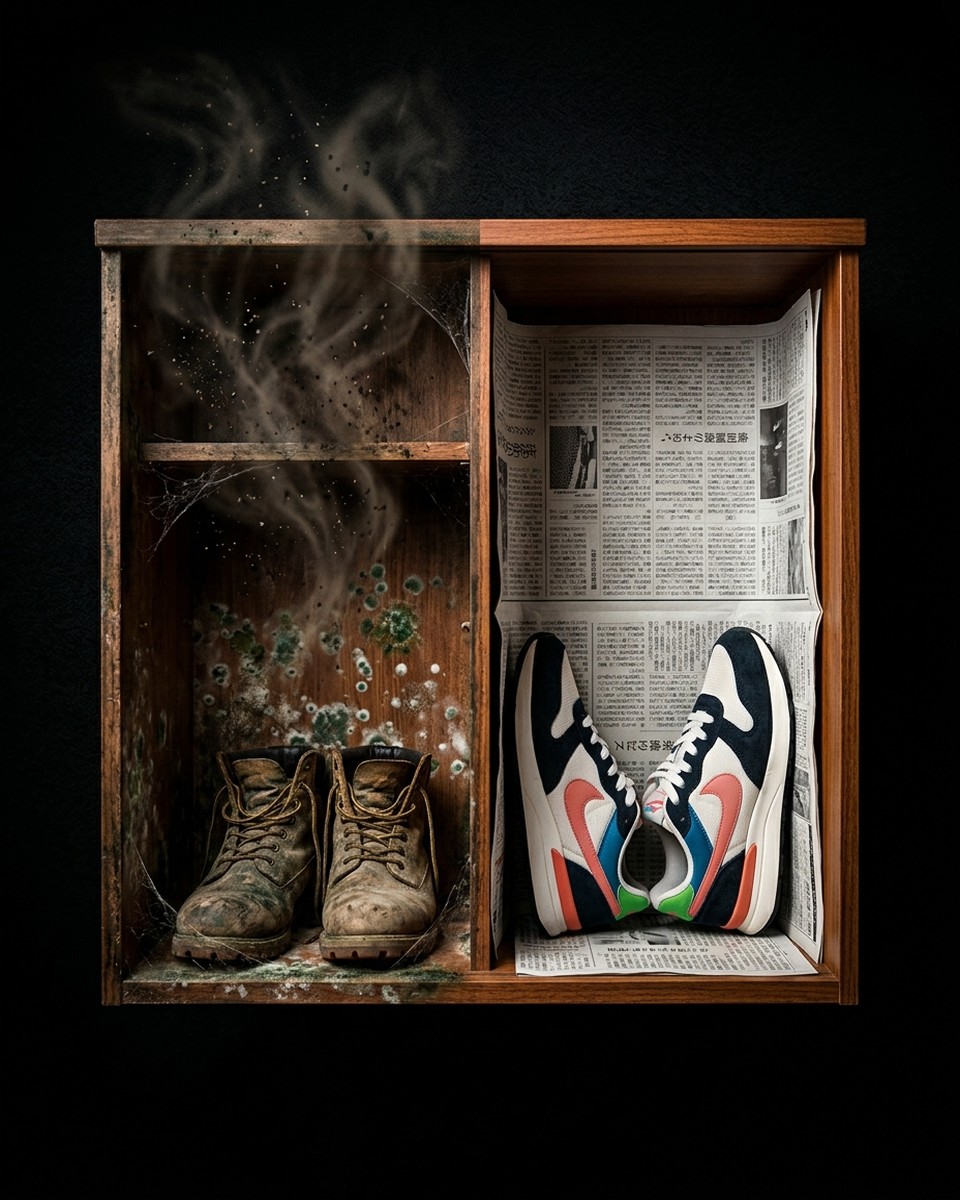 下駄箱に新聞紙を敷く効果: カビと悪臭を同時に防ぐ科学的な理由