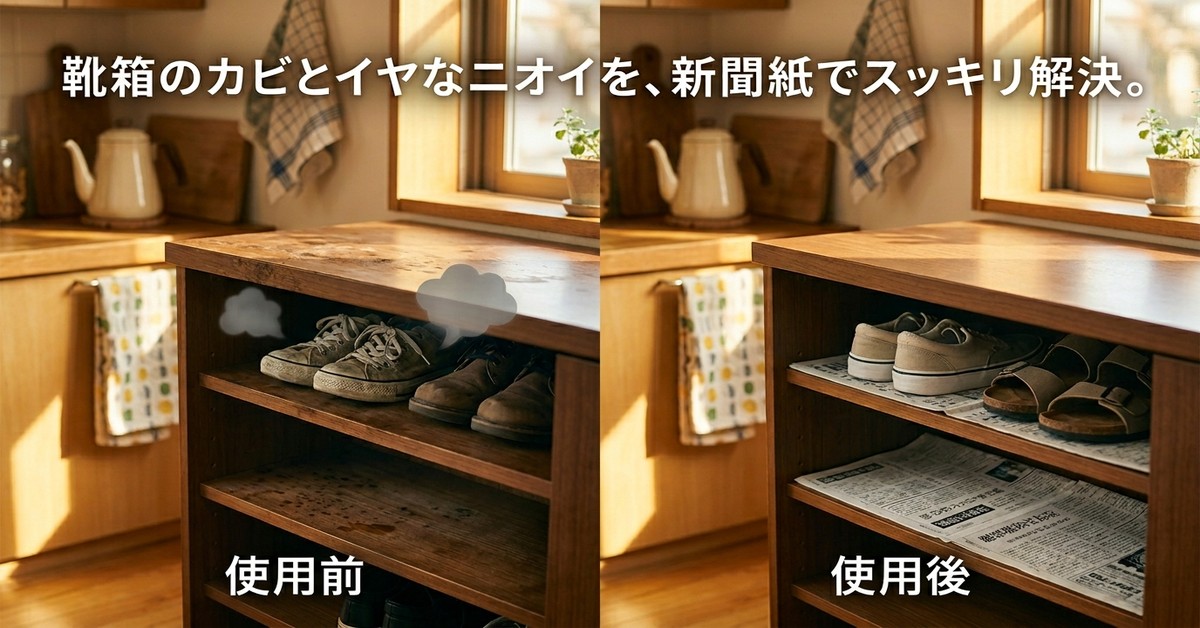下駄箱に新聞紙を敷く効果: カビと悪臭を同時に防ぐ科学的な理由