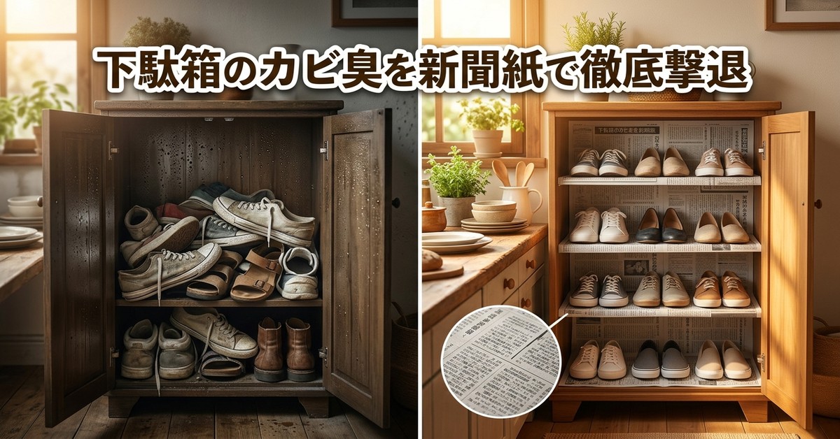 下駄箱の湿気と悪臭を同時に防ぐ新聞紙の活用法