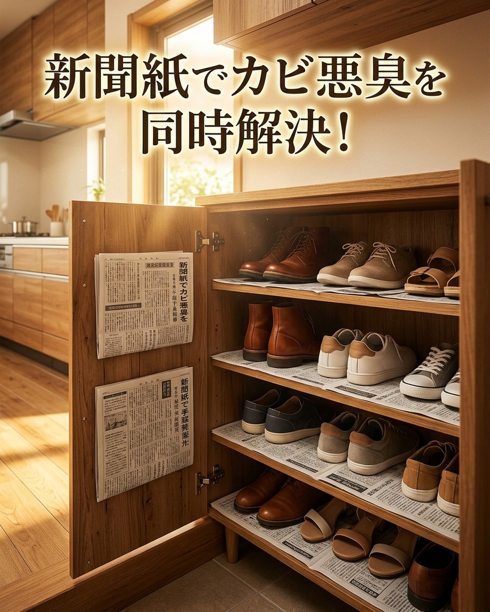 新聞紙で下駄箱のカビと悪臭を同時に防ぐ！そのメカニズムと実践方法