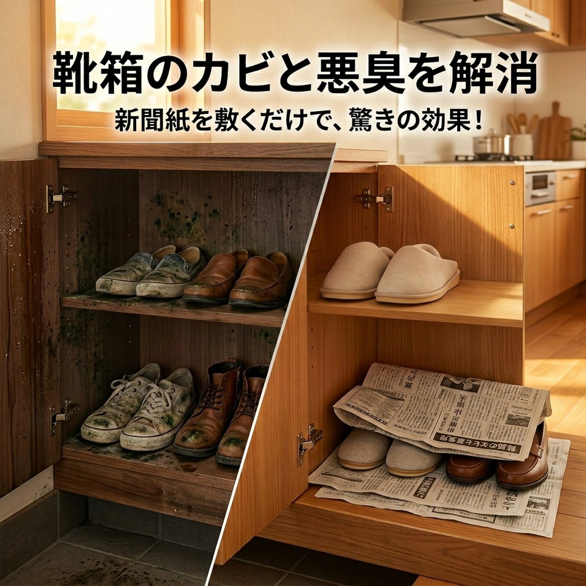 下駄箱の湿気と臭いを防ぐ！新聞紙を活用した効果的なカビ対策