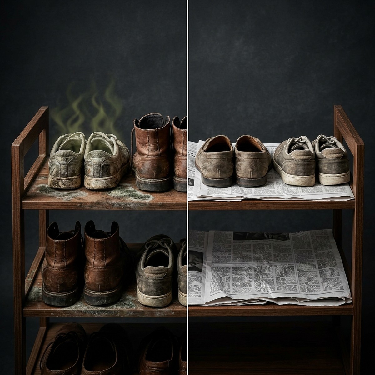 下駄箱に新聞紙を敷くことでカビと悪臭を同時に防ぐ科学的理由と実践方法