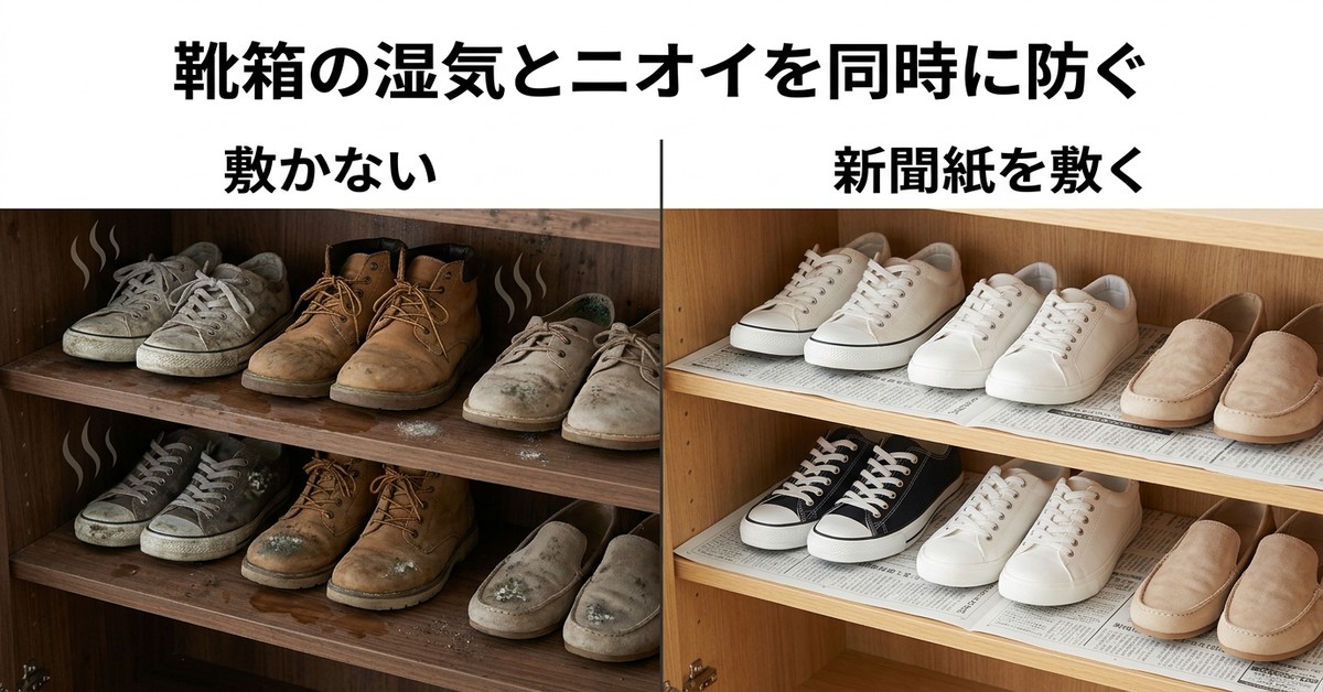 下駄箱の湿気と悪臭を同時に防ぐ！新聞紙活用の科学的理由